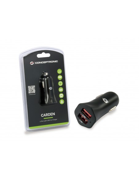 Conceptronic CARDEN04B cargador de dispositivo móvil Universal Negro Encendedor de cigarrillos Auto
