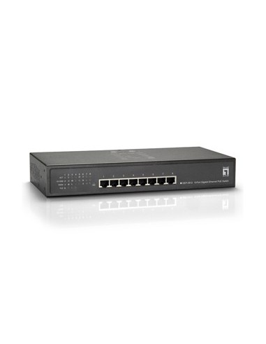 LevelOne Switch Gigabit Ethernet PoE de 8 puertos, 61.6W, 802.3at PoE+, 4 Puertos PoE