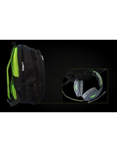KeepOut BK7G mochila Negro, Verde Nylon