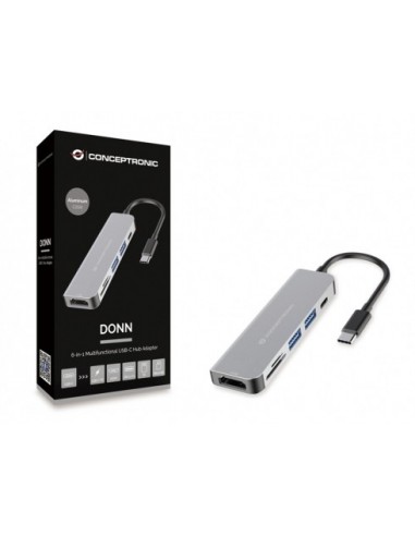 Conceptronic DONN02G base para portátil y replicador de puertos USB 3.2 Gen 1 (3.1 Gen 1) Type-C Aluminio