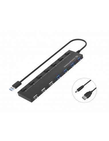 Conceptronic HUBBIES09B hub de interfaz USB tipo A 5000 Mbit s Negro