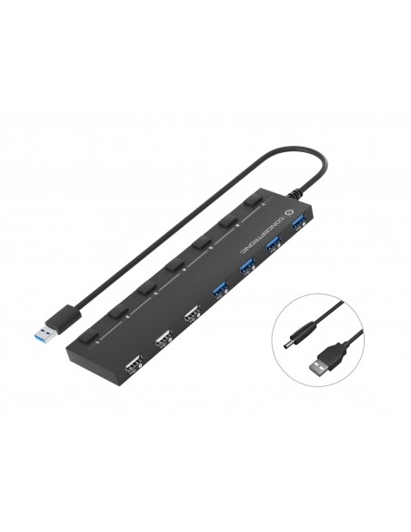 Conceptronic HUBBIES09B hub de interfaz USB tipo A 5000 Mbit s Negro