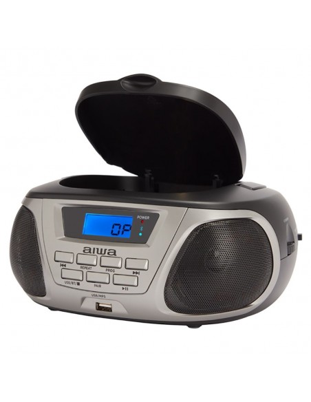 Aiwa BBTU-300BKMKII sistema estéreo portátil Analógica 5 W AM, FM, MW Negro, Plata Reproducción MP3