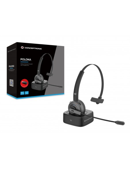 Conceptronic POLONA03BD auricular y casco Auriculares Inalámbrico Diadema Oficina Centro de llamadas Bluetooth Base de carga