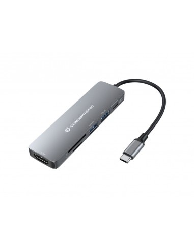 Conceptronic DONN11G base para portátil y replicador de puertos Alámbrico USB 3.2 Gen 1 (3.1 Gen 1) Type-C Gris