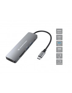 Conceptronic DONN11G base para portátil y replicador de puertos Alámbrico USB 3.2 Gen 1 (3.1 Gen 1) Type-C Gris 2