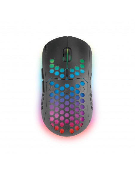 Mars Gaming MMW3, Ratón Gaming Inalámbrico, RGB Flow, Ultraligero 79g, 3200DPI, Negro