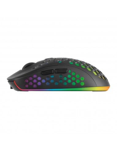 Mars Gaming MMW3, Ratón Gaming Inalámbrico, RGB Flow, Ultraligero 79g, 3200DPI, Negro