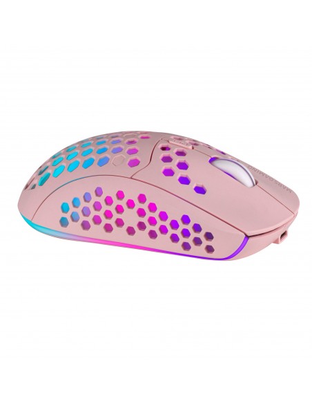 Mars Gaming MMW3P, Ratón Gaming Inalámbrico, RGB Flow, Ultraligero 79g, 3200DPI, Rosa