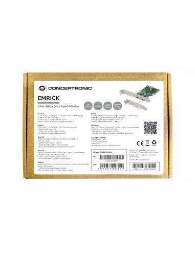 Conceptronic EMRICK08G tarjeta y adaptador de interfaz Interno USB 3.2 Gen 2 (3.1 Gen 2)