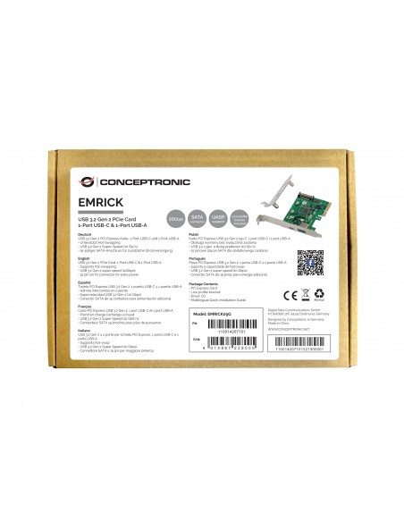 Conceptronic EMRICK09G tarjeta y adaptador de interfaz Interno USB 3.2 Gen 2 (3.1 Gen 2)