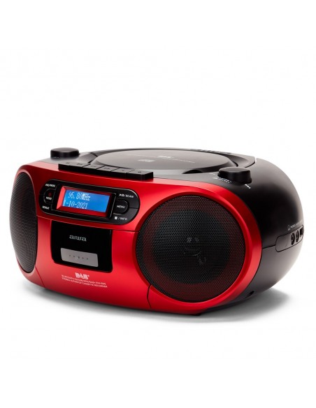 Aiwa BBTC-660DAB RD sistema estéreo portátil Digital 4 W DAB+, FM Negro, Rojo Reproducción MP3