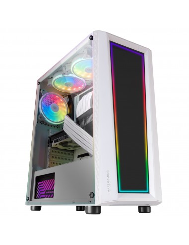 Mars Gaming MC-ART Blanco Caja PC Gaming ATX Doble Cristal Templado Dibujable ARGB 12 Modos Ventilador 12cm