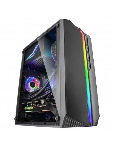 Mars Gaming MC-S1 Negro Caja PC Compacta Gaming Micro-ATX Iluminación ARGB 12 Modos Ventilador FRGB Ventana Lateral Completa