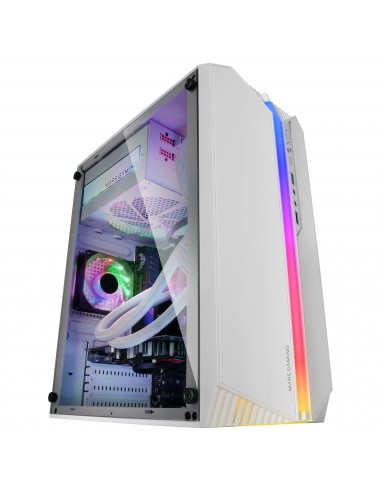 Mars Gaming MC-S1 Blanco Caja PC Compacta Gaming Micro-ATX Iluminación ARGB 12 Modos Ventilador FRGB Ventana Lateral Completa