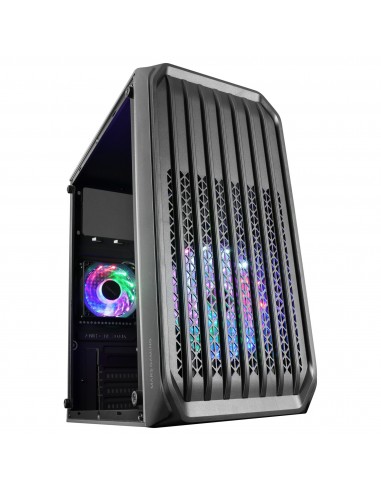 Mars Gaming MC-S2 Negro Caja PC Compacta Gaming Micro-ATX 2 Ventiladores FRGB Raibow con Rejilla Frontal Ventana Lateral