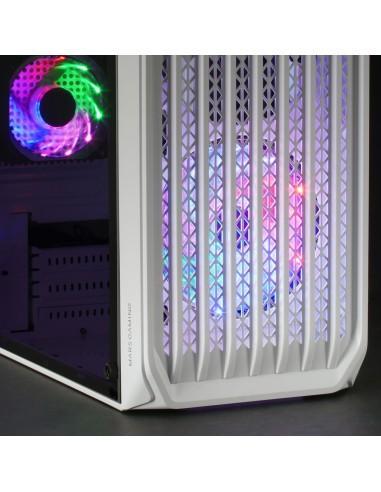 Mars Gaming MC-S2 Blanco Caja PC Compacta Gaming Micro-ATX 2 Ventiladores FRGB Raibow con Rejilla Frontal Ventana Lateral