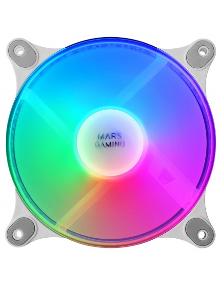 Mars Gaming MF-DUO Kit 2 Ventiladores FRGB Rainbow 360° Ultra-silencioso Doble Conexión 3PIN + 4PIN Blanco