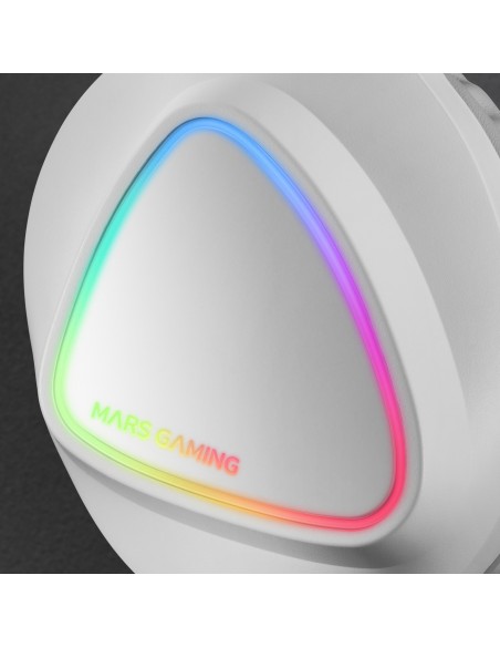 Mars Gaming MH222 Blanco, Cascos Gaming RGB Over Ear con Micrófono, Sonido HiFi, Cancelación de Sonido, Ultraligeros, PS4 PS5