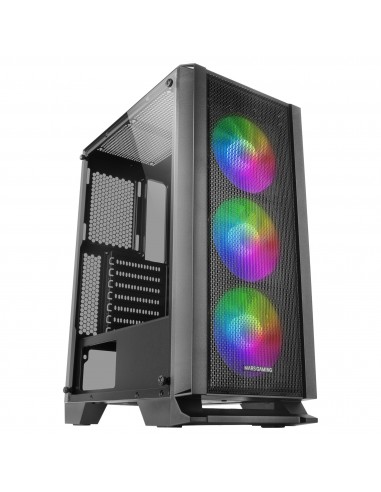 Mars Gaming MC-C Negro Caja PC ATX Panel Frontal Metal-Mesh Cristal Templado 3 Ventiladores Frontales FRGB 120mm