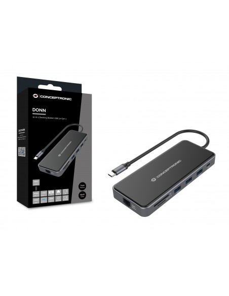 Conceptronic DONN15G base para portátil y replicador de puertos Alámbrico USB 3.2 Gen 1 (3.1 Gen 1) Type-C Gris Conceptronic DONN15G base para portátil y replicador de puertos Alámbrico USB 3.2 Gen 1 (3.1 Gen 1) Type-C Gris