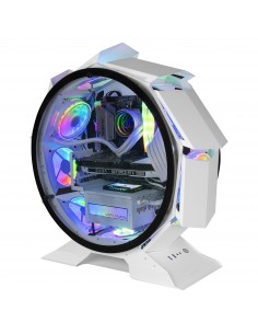 Mars Gaming MCORB Blanco Caja PC Gaming Micro-ATX XL Diseño Circular Custom Doble Cristal Templado 2
