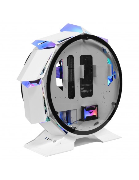 Mars Gaming MCORB Blanco Caja PC Gaming Micro-ATX XL Diseño Circular Custom Doble Cristal Templado