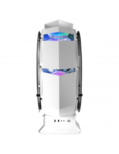 Mars Gaming MCORB Blanco Caja PC Gaming Micro-ATX XL Diseño Circular Custom Doble Cristal Templado