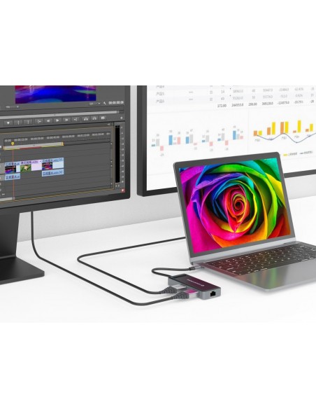 Conceptronic DONN14G base para portátil y replicador de puertos Alámbrico USB 3.2 Gen 1 (3.1 Gen 1) Type-C Gris