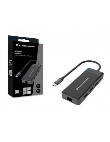 Conceptronic DONN14G base para portátil y replicador de puertos Alámbrico USB 3.2 Gen 1 (3.1 Gen 1) Type-C Gris