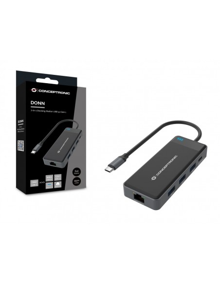 Conceptronic DONN14G base para portátil y replicador de puertos Alámbrico USB 3.2 Gen 1 (3.1 Gen 1) Type-C Gris