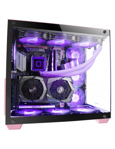 Mars Gaming MCV4 Rosa Torre Gaming Custom XXL E-ATX Ventana Cristal Templado Lateral y Frontal Sin Marco Estructura Modular
