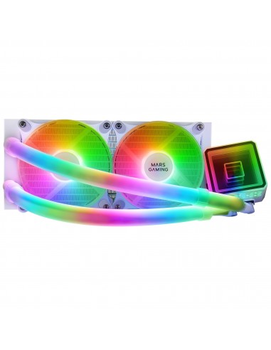 Mars Gaming ML-ULTRA240 Blanco Refrigeración Líquida CPU TDP 500W Espejo Infinito 2 Ventiladores Silenciosos FDB ARGB Tubos