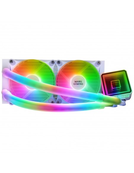 Mars Gaming ML-ULTRA240 Blanco Refrigeración Líquida CPU TDP 500W Espejo Infinito 2 Ventiladores Silenciosos FDB ARGB Tubos