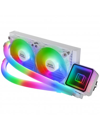 Mars Gaming ML-ULTRA240 Blanco Refrigeración Líquida CPU TDP 500W Espejo Infinito 2 Ventiladores Silenciosos FDB ARGB Tubos