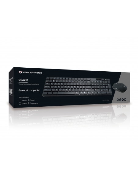 Conceptronic ORAZIO01DE teclado Ratón incluido RF inalámbrico QWERTY Alemán Negro