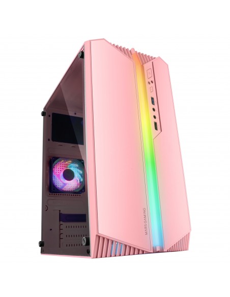 Mars Gaming MC-S1 Rosa Caja PC Compacta Gaming Micro-ATX Iluminación ARGB 12 Modos Ventilador FRGB Ventana Lateral Completa