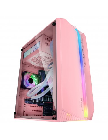 Mars Gaming MC-S1 Rosa Caja PC Compacta Gaming Micro-ATX Iluminación ARGB 12 Modos Ventilador FRGB Ventana Lateral Completa