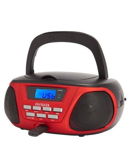 Aiwa BBTU-300RD sistema estéreo portátil Analógica 5 W AM, FM, MW Negro, Rojo Reproducción MP3