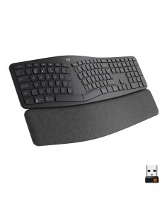 Logitech Ergo K860 teclado RF Wireless + Bluetooth Internacional de EE.UU. Grafito