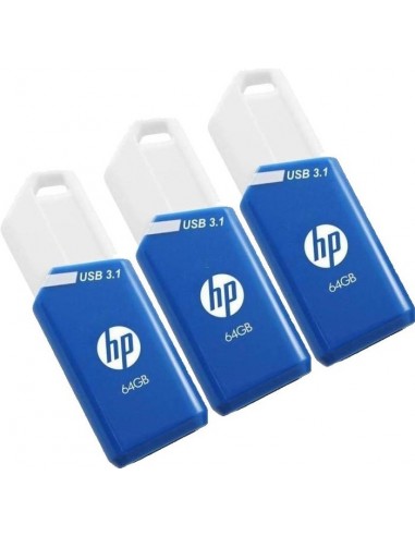 PNY x755w Triple Pack unidad flash USB 64 GB USB tipo A 3.2 Gen 1 (3.1 Gen 1) Azul, Blanco