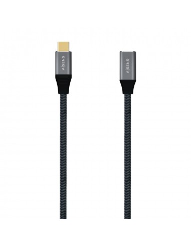 AISENS Cable USB 3.2 Gen2X2 Aluminio 20Gbps 5A 100W, Tipo USB-C M-USB-C H, Gris, 1.0M