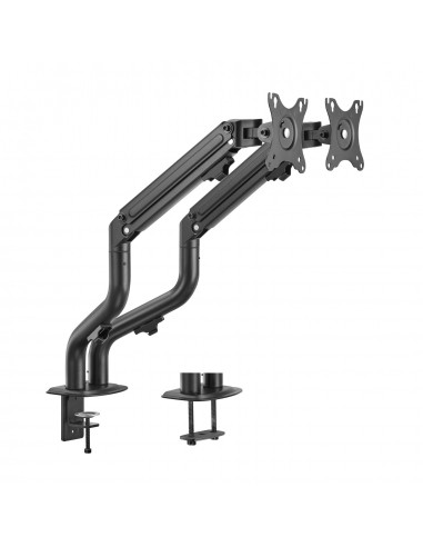 AISENS Soporte de Mesa ECO Contrapeso Giratorio e Inclinable para Monitor TV 8Kg (3 Pivotes, 2 Brazos) de 17-32, Negro