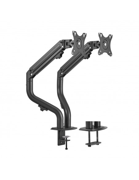 AISENS Soporte de Mesa ECO Contrapeso Giratorio e Inclinable para Monitor TV 8Kg (3 Pivotes, 2 Brazos) de 17-32, Negro