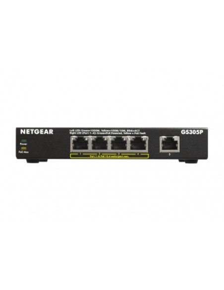 NETGEAR GS305Pv2 No administrado Gigabit Ethernet (10 100 1000) Energía sobre Ethernet (PoE) Negro