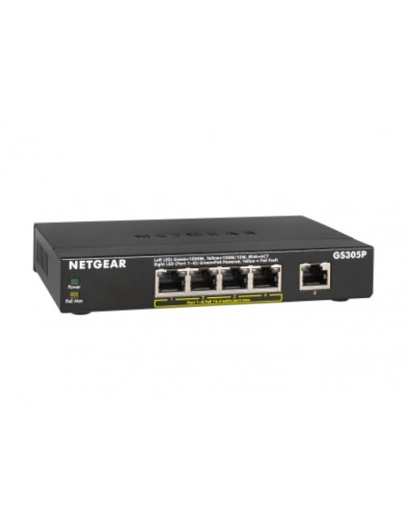 NETGEAR GS305Pv2 No administrado Gigabit Ethernet (10 100 1000) Energía sobre Ethernet (PoE) Negro