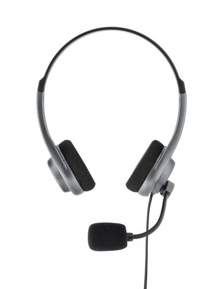 Bluestork MC-101 auricular y casco Auriculares Alámbrico Diadema Oficina Centro de llamadas Negro, Plata