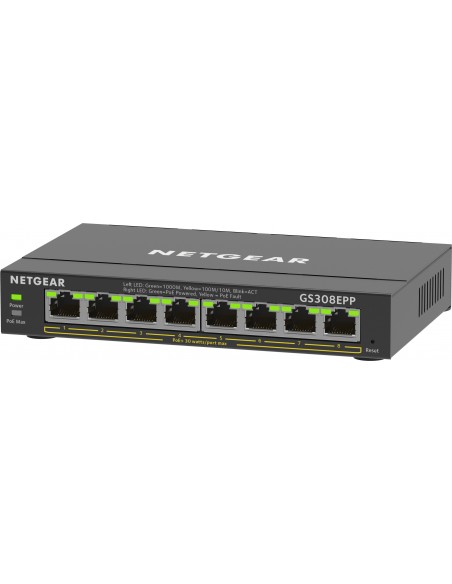 NETGEAR 8-Port Gigabit Ethernet High-Power PoE+ Plus Switch (GS308EPP) Gestionado L2 L3 Gigabit Ethernet (10 100 1000) Energía
