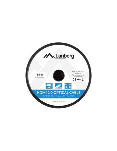Lanberg CA-HDMI-20FB-0500-BK cable HDMI 50 m HDMI tipo A (Estándar) Negro, Plata
