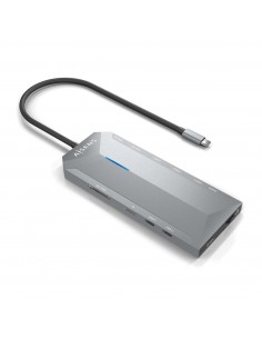 AISENS USB-C Dock 12 En 1, USB-C A 2xHDMI, 1xRJ45, 3xUSB-A, 2xUSB-C, 1xUSB-C PD, 1xAudio, 1xSD, 1xMicro SD, Gris, 30cm
